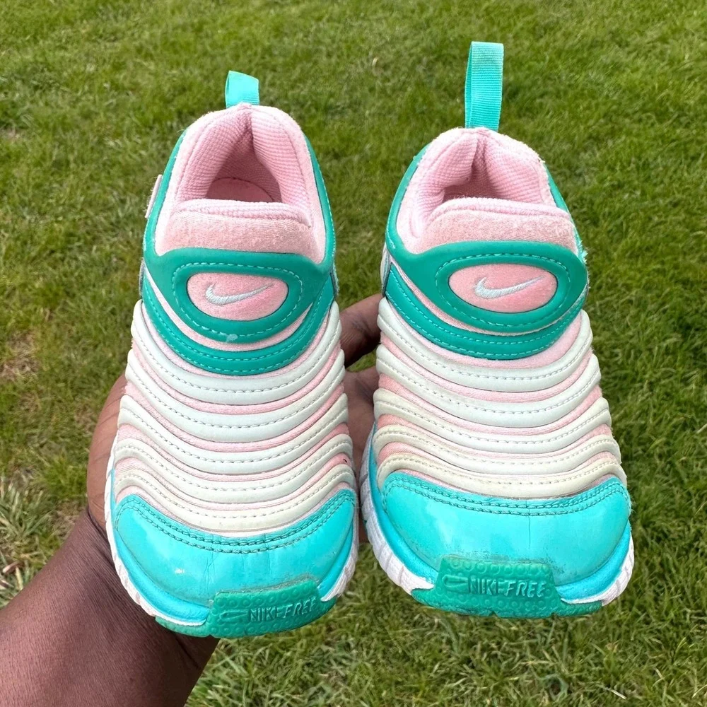 Nike Dynamo Free Kids‎ Slip On Sneakers Toddler Girl Size 11 Teal And Pink